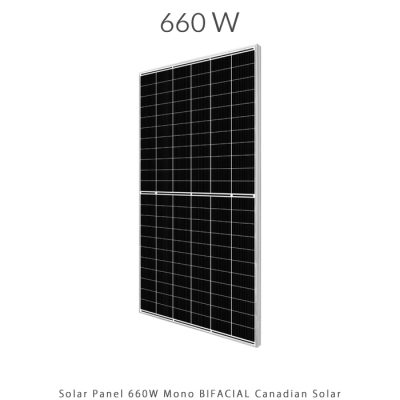 پنل خورشیدی 660 وات مونو کریستال مدل بایفشیال برند CANADIAN SOLAR