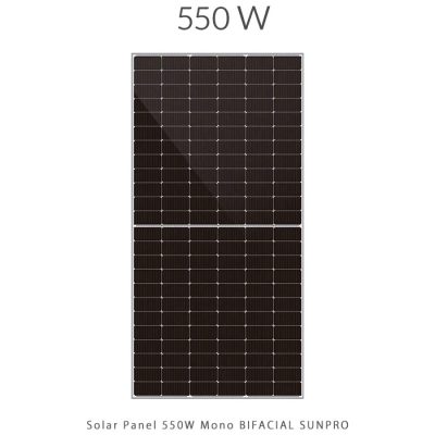 پنل خورشیدی 550 وات مونو کریستال مدل بایفشیال برند SUNPRO