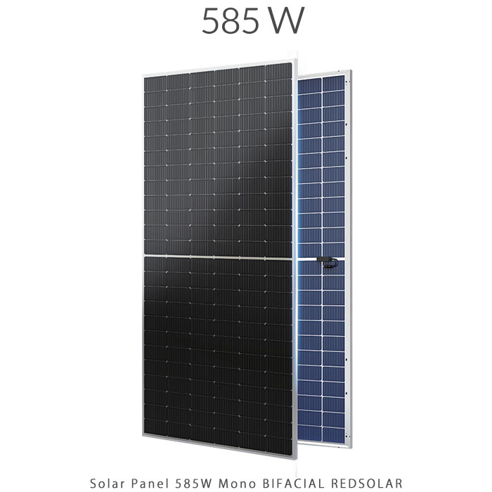 پنل خورشیدی 585 وات مونو کریستال مدل بایفشیال N-Type TOPCON برند RED SOLAR
