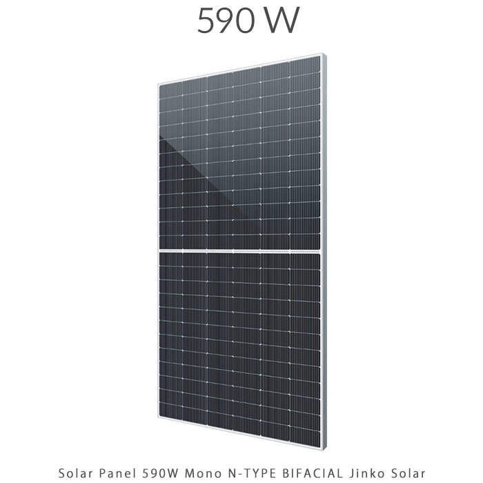 پنل خورشیدی 590 وات مونو کریستال مدل بایفشیال N-Type برند JINKO SOLAR