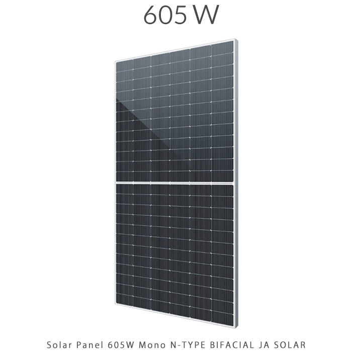 پنل خورشیدی 605 وات مونو کریستال مدل بایفشیال N-Type برند JA SOLAR