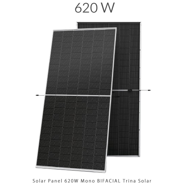 پنل خورشیدی 620 وات مونو کریستال مدل بایفشیال N-Type TOPCON برند TRINA SOLAR