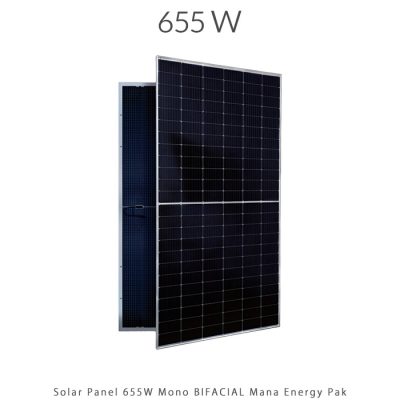 پنل خورشیدی 655 وات مونو کریستال مدل بایفشیال برند MANA ENERGY