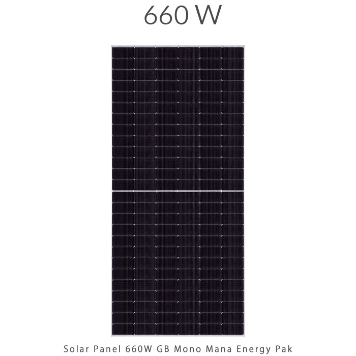 پنل خورشیدی 660 وات مونو کریستال مدل GB برند MANA ENERGY