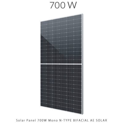 پنل خورشیدی 700 وات مونو کریستال مدل بایفشیال N-Type TOPCON برند AE SOLAR